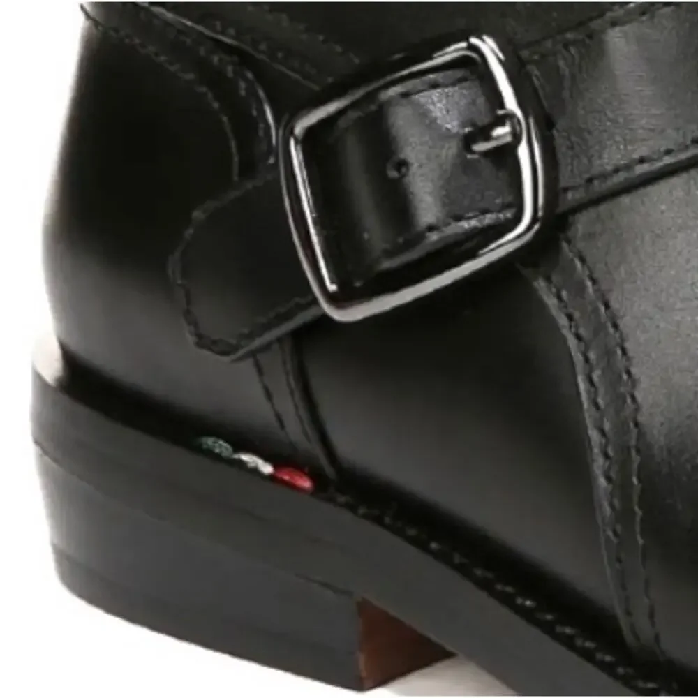 Franco Sarto Prina Women Moto Boot Size 7.5 Black Leather Biker Short Bootie New